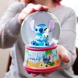 Disney Lilo & Stitch Ohana Light-Up Snow Globe with Swirling Glitter Decoration